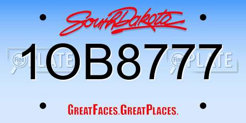 1OB8777 South Dakota License Plate
