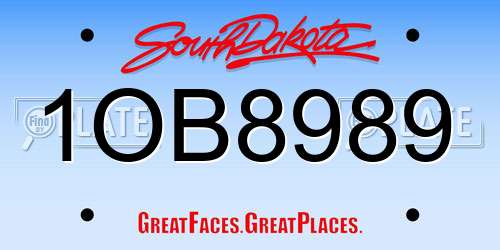 1OB8989 South Dakota License Plate