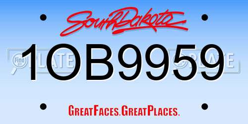 1OB9959 South Dakota License Plate