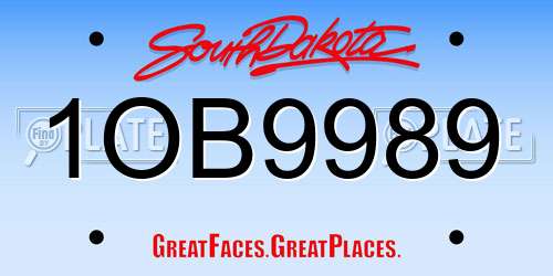 1OB9989 South Dakota License Plate