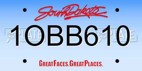 1OBB610 South Dakota License Plate