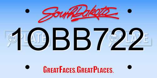 1OBB722 South Dakota License Plate