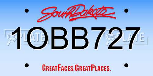 1OBB727 South Dakota License Plate