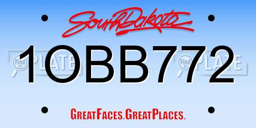 1OBB772 South Dakota License Plate