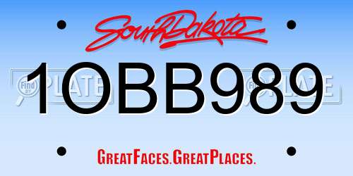 1OBB989 South Dakota License Plate