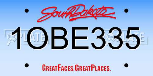 1OBE335 South Dakota License Plate
