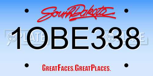 1OBE338 South Dakota License Plate
