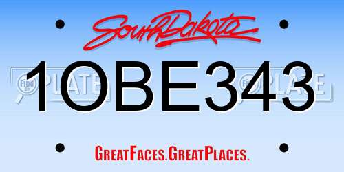 1OBE343 South Dakota License Plate