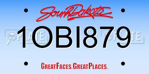 1OBI879 South Dakota License Plate