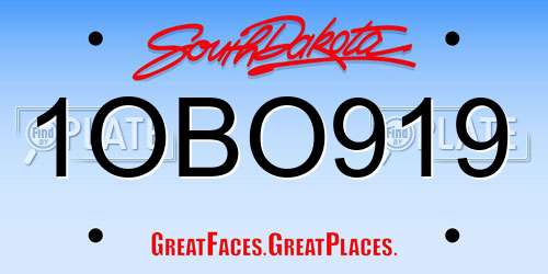 1OBO919 South Dakota License Plate