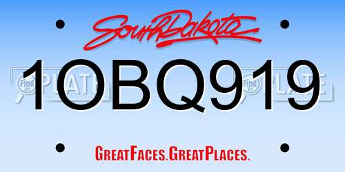 1OBQ919 South Dakota License Plate
