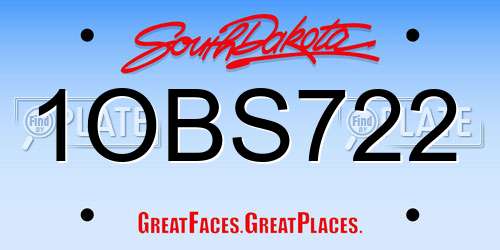 1OBS722 South Dakota License Plate