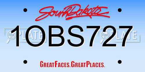 1OBS727 South Dakota License Plate