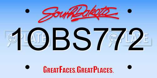 1OBS772 South Dakota License Plate
