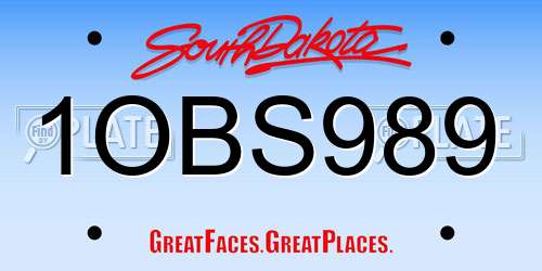 1OBS989 South Dakota License Plate