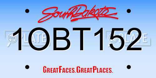 1OBT152 South Dakota License Plate