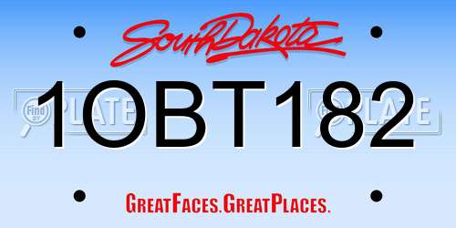 1OBT182 South Dakota License Plate