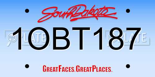 1OBT187 South Dakota License Plate