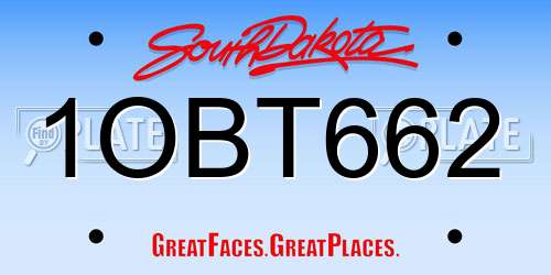 1OBT662 South Dakota License Plate