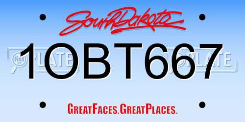 1OBT667 South Dakota License Plate
