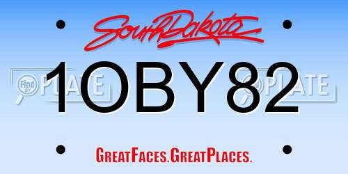 1OBY82 South Dakota License Plate