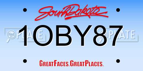 1OBY87 South Dakota License Plate