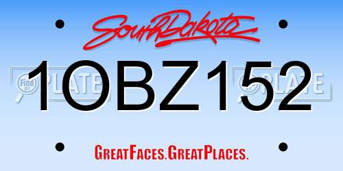 1OBZ152 South Dakota License Plate