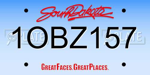 1OBZ157 South Dakota License Plate