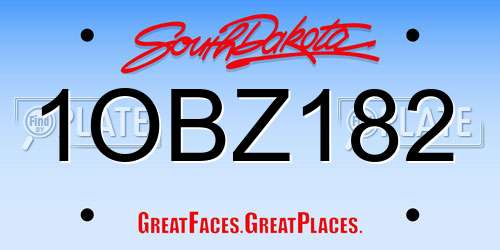1OBZ182 South Dakota License Plate