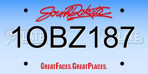 1OBZ187 South Dakota License Plate