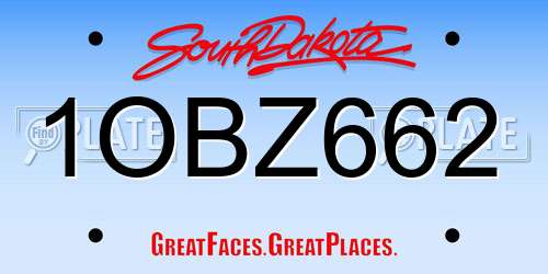 1OBZ662 South Dakota License Plate