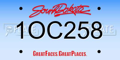 1OC258 South Dakota License Plate