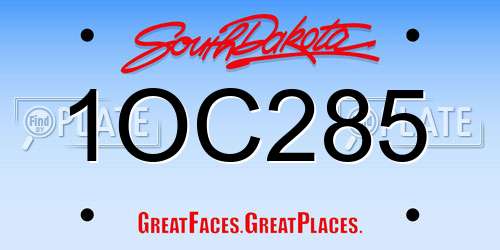 1OC285 South Dakota License Plate