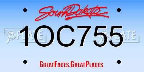 1OC755 South Dakota License Plate