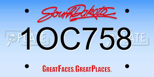 1OC758 South Dakota License Plate
