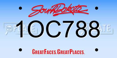 1OC788 South Dakota License Plate