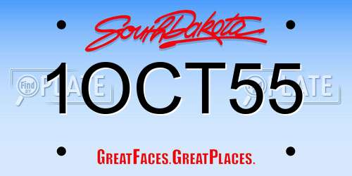 1OCT55 South Dakota License Plate