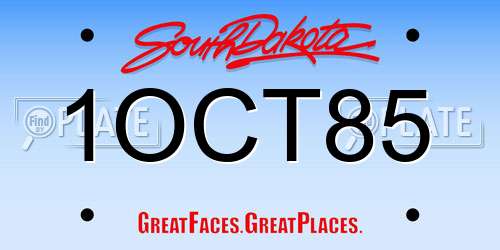 1OCT85 South Dakota License Plate