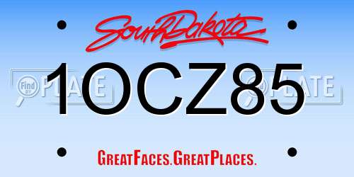 1OCZ85 South Dakota License Plate