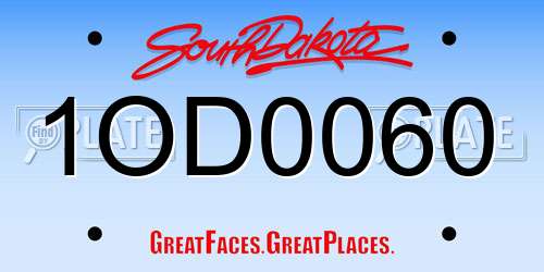 1OD0060 South Dakota License Plate