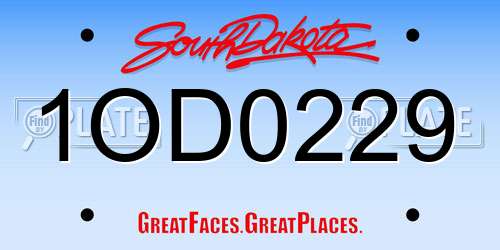 1OD0229 South Dakota License Plate