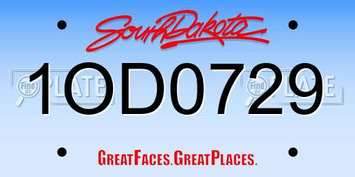 1OD0729 South Dakota License Plate