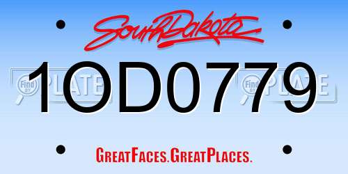 1OD0779 South Dakota License Plate