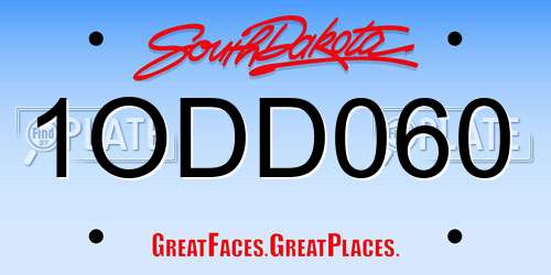 1ODD060 South Dakota License Plate