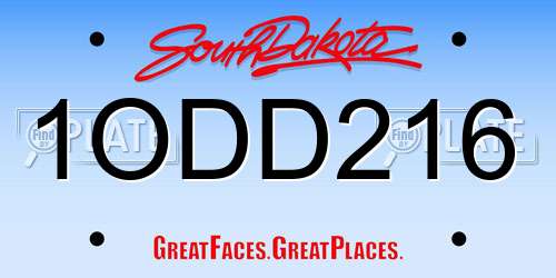 1ODD216 South Dakota License Plate