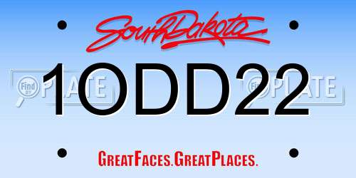 1ODD22 South Dakota License Plate