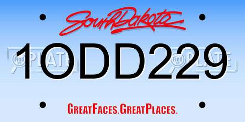 1ODD229 South Dakota License Plate