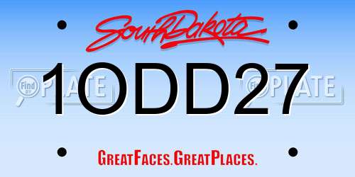 1ODD27 South Dakota License Plate
