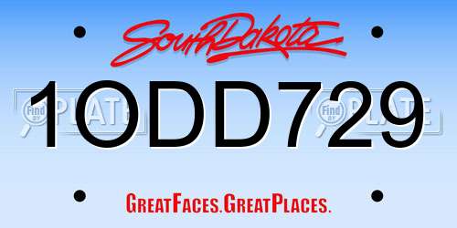 1ODD729 South Dakota License Plate