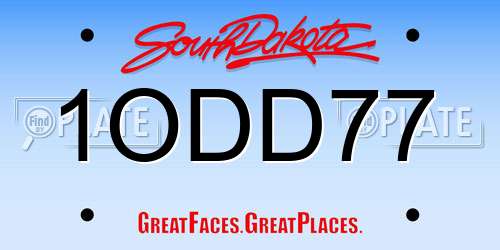 1ODD77 South Dakota License Plate